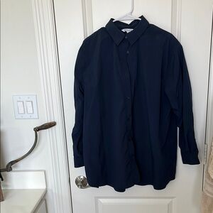 Classic Navy Oversized Button-Up Shirt
